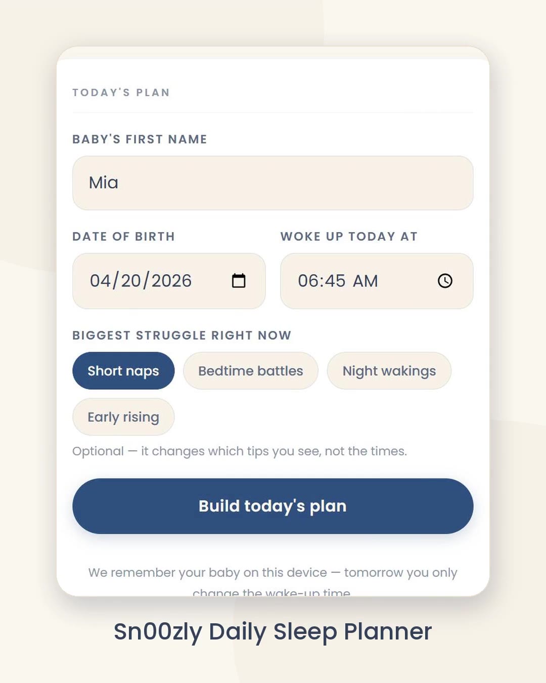 Daily Sleep Planner